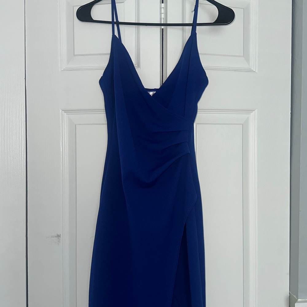 royal blue dress with a slit